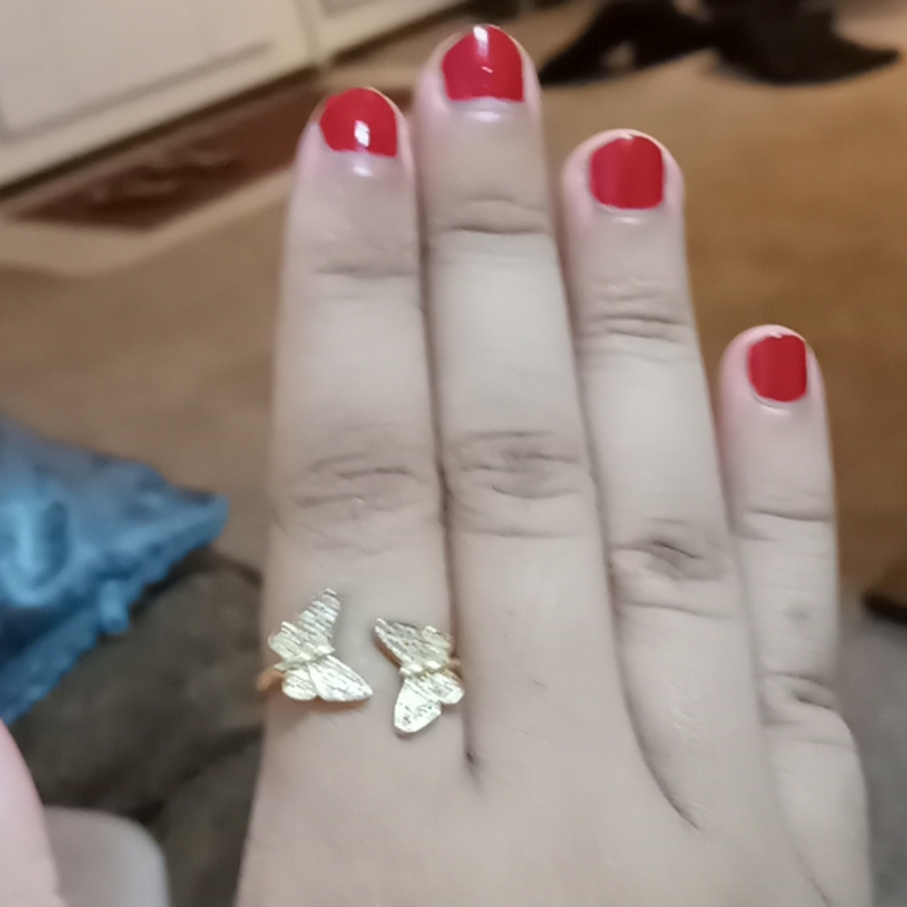 14k gold plated butterfly ring